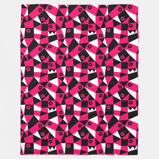 Geometric Abstrakt 030919 - Neon Red Fleecedecke (Vorderseite)