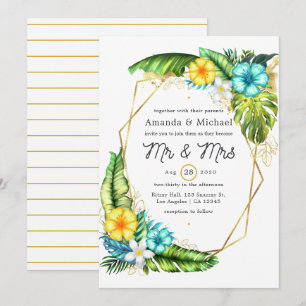 Geometric Aloha Tropical Summer Beach Hochzeit Einladung