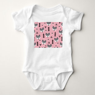 Geometric Baby Fox Woodland Pattern Strampler