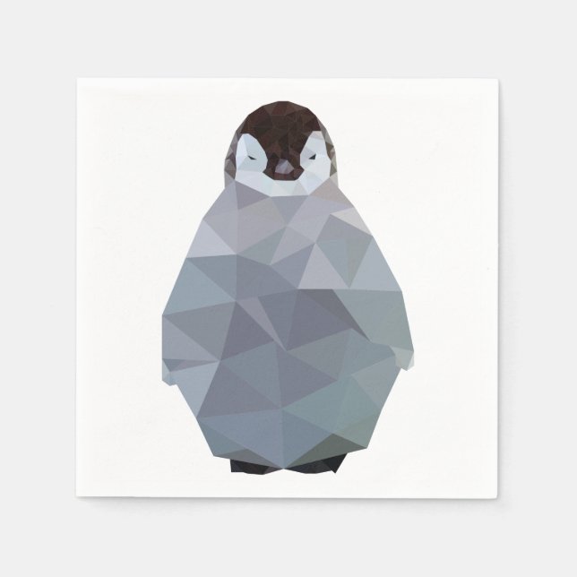 Geometric Baby Pinguin Print Serviette (Vorderseite)