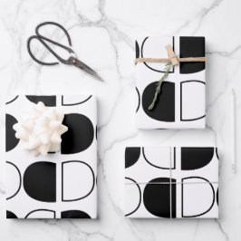 Geometric Black and White Half Circle Geschenkpapier Set