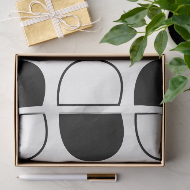Geometric Black and White Half Circle Seidenpapier (Geschenk)