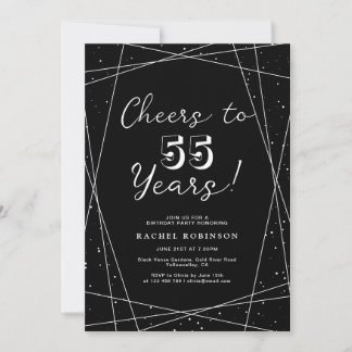 Geometric Black & White Adult Birthday Party Einladung
