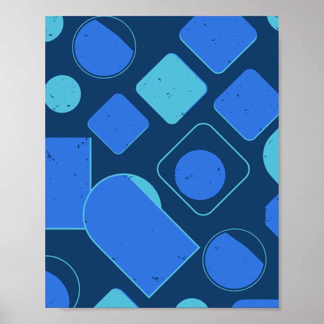 Geometric Blue Abstract Design Poster (Vorne)