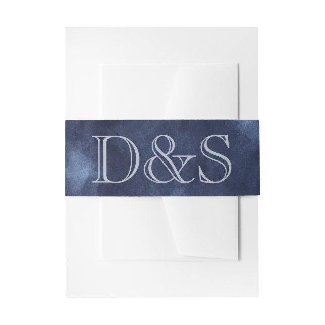 Geometric Blue Art Deco | Moderne Monogramm-Hochze Einladungsbanderole (Vorderseite Beispiel)