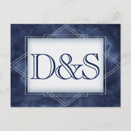 Geometric Blue Art Deco | Moderne UAWG Einladungspostkarte