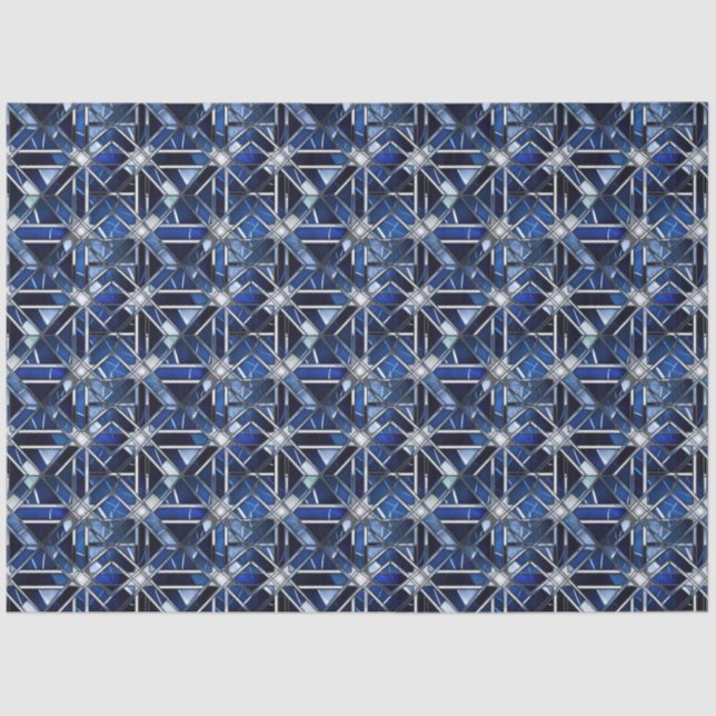 Geometric Blue Art Deco Seidenpapier (Vorderseite)