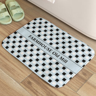 Geometric Blue Black Bath Mat Badematte