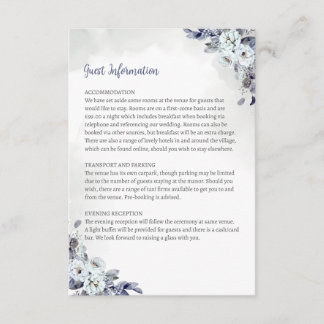 Geometric Blue Florals Guest Info Card Begleitkarte