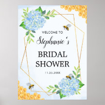 Geometric Blue Hydrangea Honey Bee Brautparty