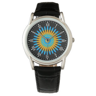 Geometric Blue Orange Mandala Design-68567 Armbanduhr