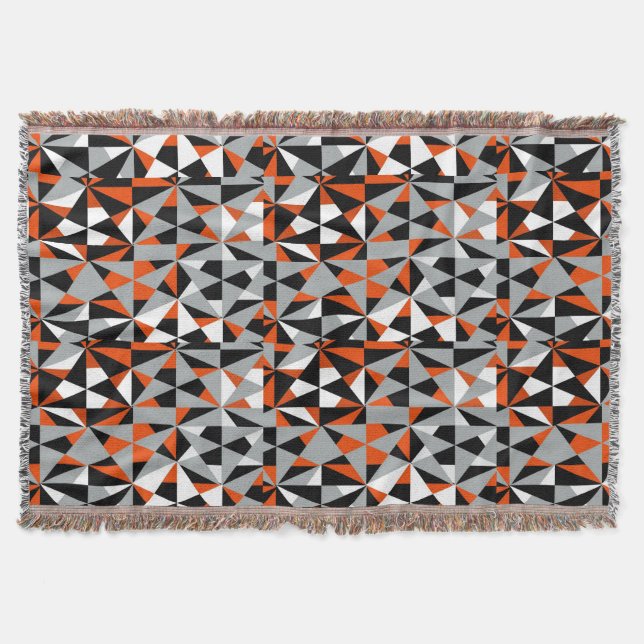 Geometric Bold Retro Funky Orange Gray Schwarz-wei Decke (Vorderseite)