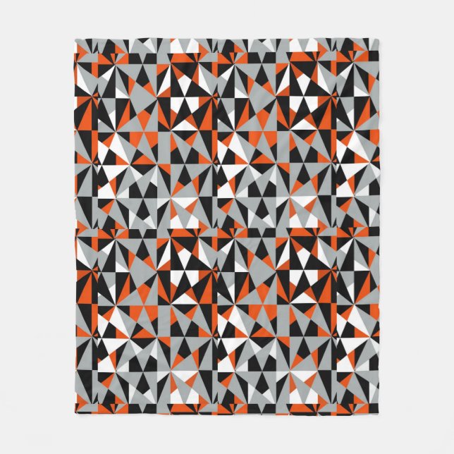 Geometric Bold Retro Funky Orange Gray Schwarz-wei Fleecedecke (Vorderseite)