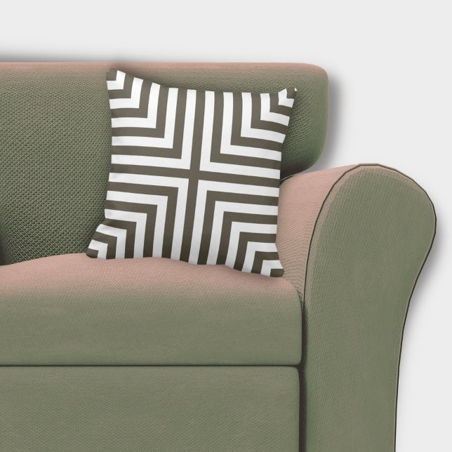 Geometric Brown & White Nested Angular Pattern Kissen (Geometric Brown & White Nested Angular Pattern Throw Pillow)