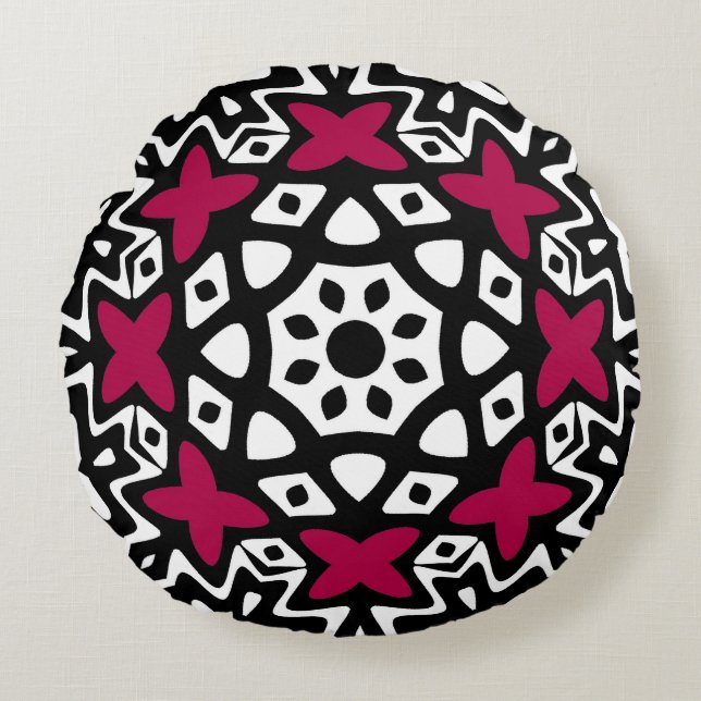 Geometric Butterfly Mandala Round Pillow Rundes Kissen (Vorderseite)