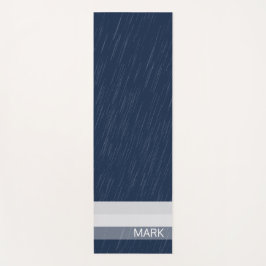 Geometric Chic White Navy Blue Monogram Yogamatte