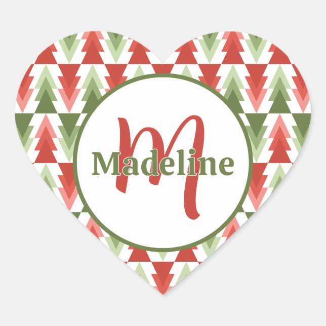 Geometric Christmas Tree Grove Herz-Aufkleber (Vorderseite)