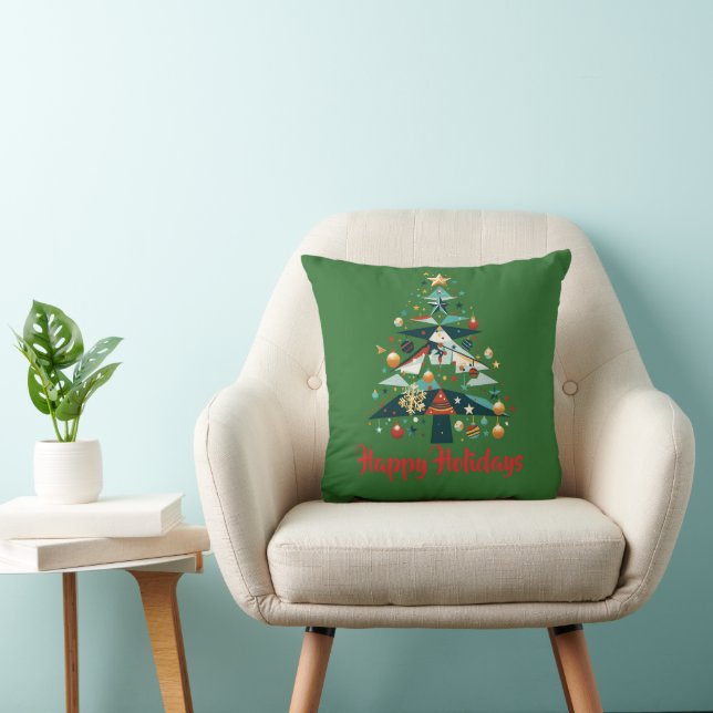 Geometric Christmas Tree with Gold Stars Kissen (Stuhl )