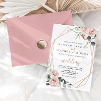 Geometric Classic Pink Floral Front & Back Wedding