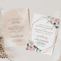 Geometric Classic Pink Floral Front & Back Wedding