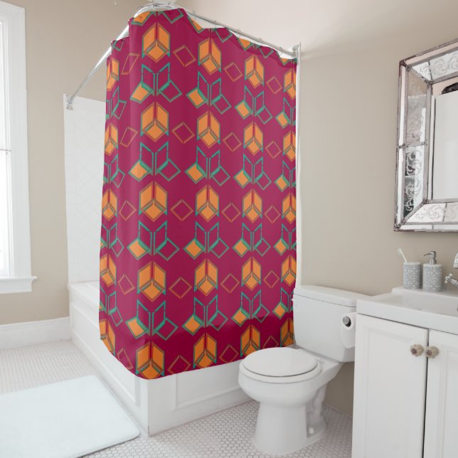 Geometric Color‑Blocked Motif Modern Duschvorhang (Beispiel)