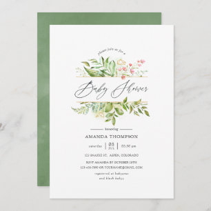 Geometric Crystal Greenery Baby Shower Einladung