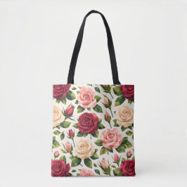 Geometric Cute Rose Pattern Pink Red Peach Floral Tasche