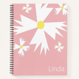 Geometric Daisy Floral Name Notebook Notizbuch