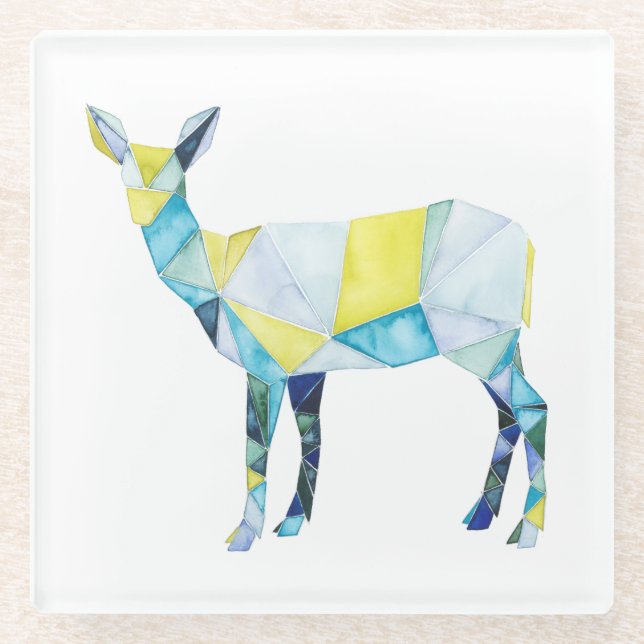 Geometric Deer Animal Glasuntersetzer (Vorderseite)