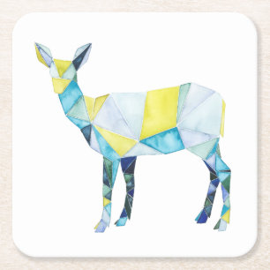 Geometric Deer Animal Rechteckiger Pappuntersetzer