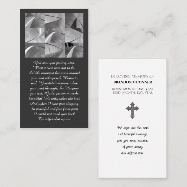 Geometric Design God Saw You White Gray  Visitenkarte (Vorne/Hinten)