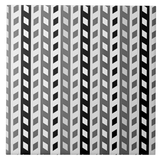 Geometric Design, gray, black, white, Fliese (Vorderseite)