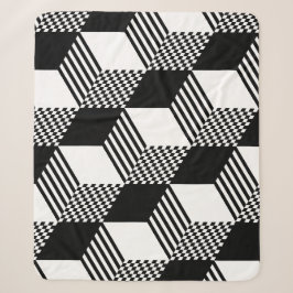 Geometric Diamond Black & White Sherpa Blanket Sherpadecke
