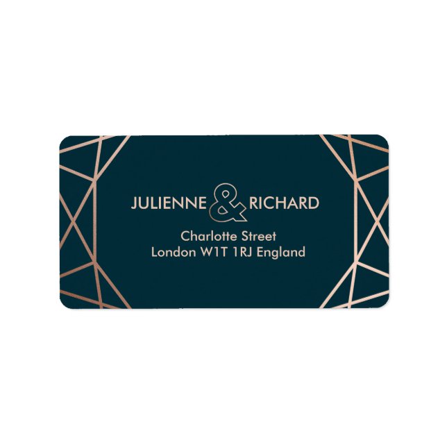 Geometric Diamond Elegant Wedding Address Labels Adressaufkleber (Vorne)