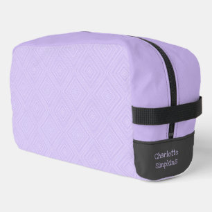 Geometric Diamond Lilac und White Name Kosmetik Waschbeutel