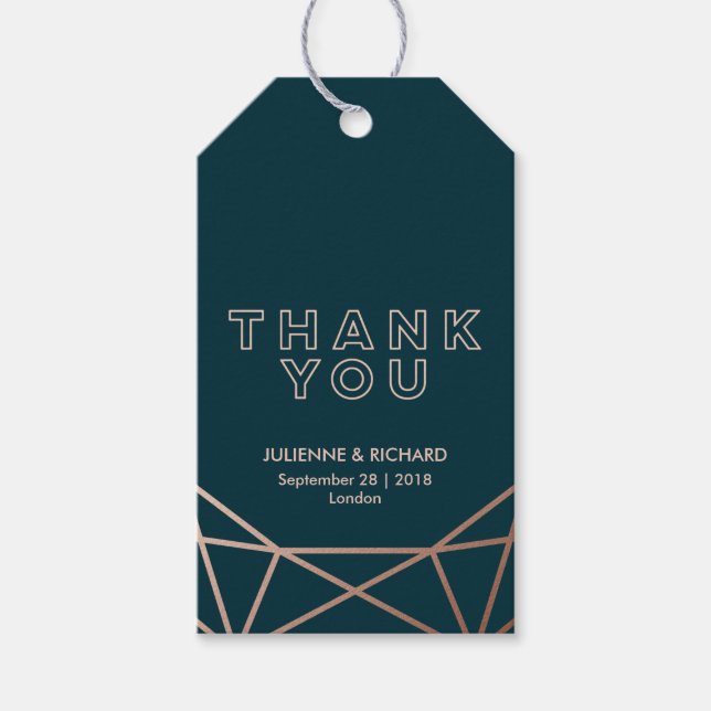 Geometric Diamond Wedding Vielen Dank Geschenkanhänger (Vorderseite)