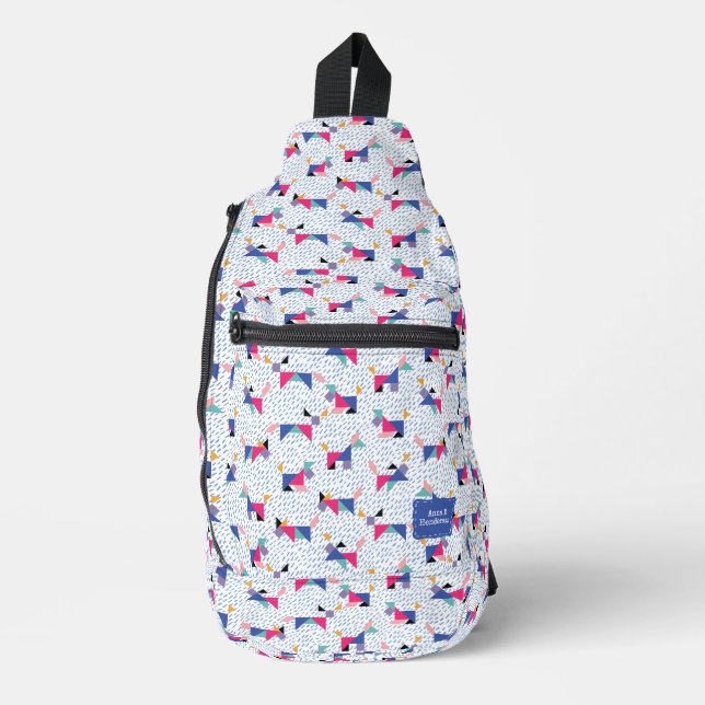 Geometric Dog Pattern Sling Bag (Vorderseite)