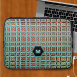 Geometric Dots and Squares Monogram Laptopschutzhülle<br><div class="desc">This laptop sleeve is available in a variety of sizes and styles for electronics devices. Select yours from the drop down menu. Created with an nice geometric pattern of dots and squares in subdued colors and black contrasts and ready for your own monogram.</div>