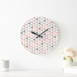 Geometric Dreiecke Peach Neutrals Modern Pattern Große Wanduhr