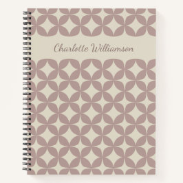 Geometric Dusty Lilac Shapes Mid Mod Personalisier Notizbuch