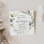 Geometric Elegant Gold Greenery Bat Mitzvah Einladung<br><div class="desc">Diese geometrisch elegante goldgrüne Fledermaus mitzvah Einladung ist perfekt für eine moderne Fledermaus Mitzvah. Das Design besteht aus handbemalten botanisch-grünen Eukalyptus-Blätter,  die einen goldenen geometrischen Rahmen schmücken.</div>