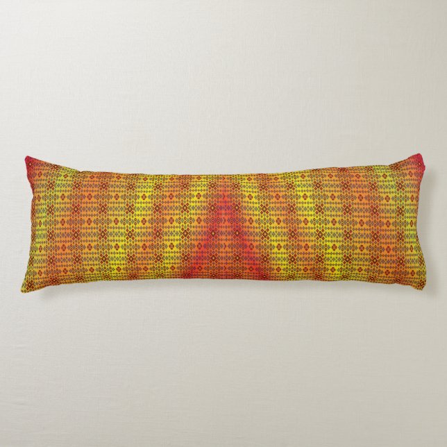 Geometric Ethnic Pattern Body Pillow – Burgundy Re Seitenschläferkissen (Vorderseite)