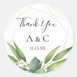 Geometric Eucalyptus Bouquet Personalisiert Gefall Runder Aufkleber