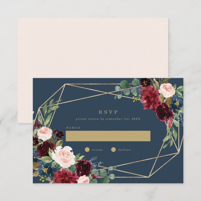 Geometric Fall Elegance Wedding RSVP Einladung (Vorne/Hinten)
