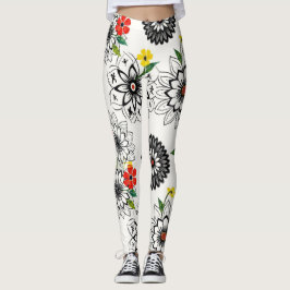 Geometric Floral Mandalas Seamless Pattern Leggings