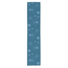 Geometric Flower〜ブルー_ダークブルー地〜 Kurzer Tischläufer