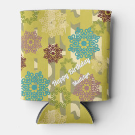 Geometric Flower Motiff Urban Camo Stripes Pattern Dosenkühler