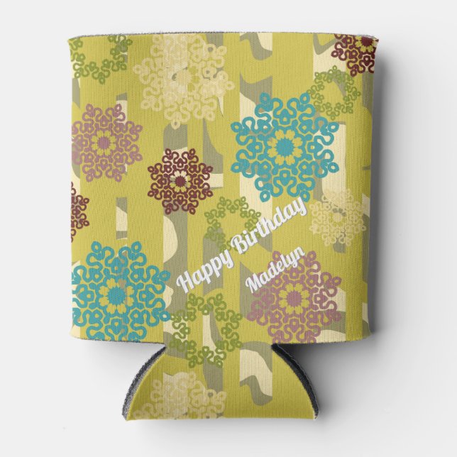 Geometric Flower Motiff Urban Camo Stripes Pattern Dosenkühler (Vorderseite)
