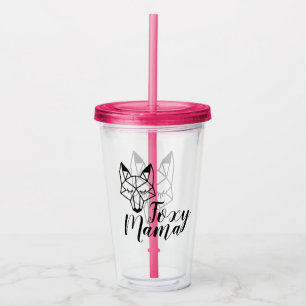 Geometric Fox Foxy Mama Script Acryltrinkbecher