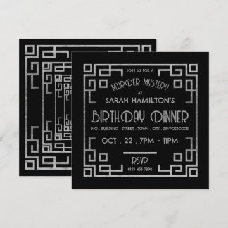 Geometric Gatsby Style, Murder Mystery Birthday Einladung